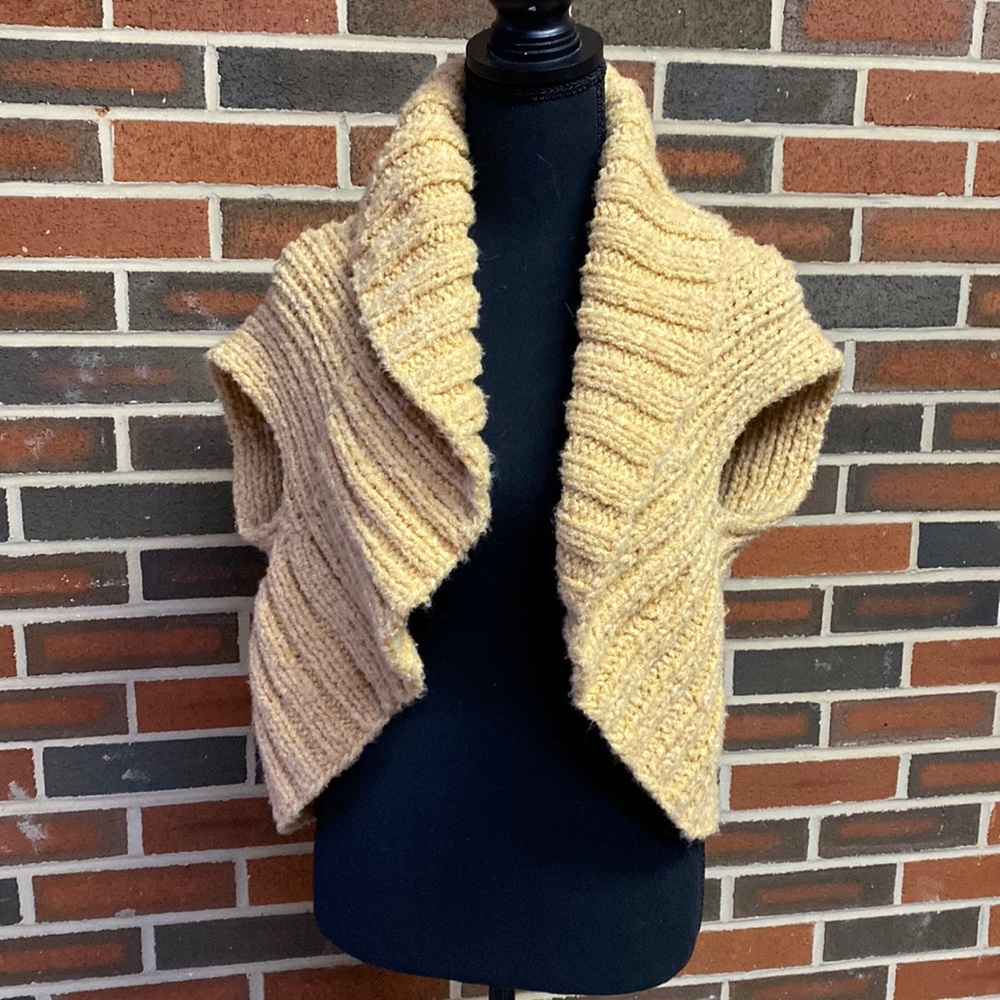 Vintage hand knit soft camel colored vest